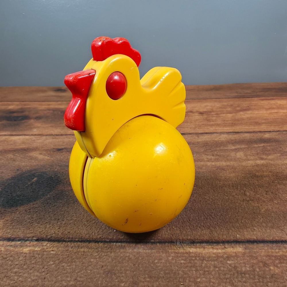 Unimax Toys Rolling Chicken Wobbler Kids OS Yellow Good 1989 Vintage Plastic Toy